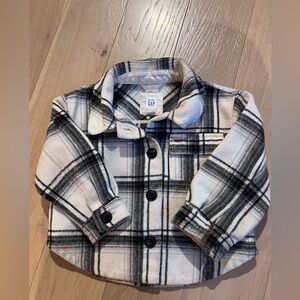 GAP Black and White Plaid Button-Up Jacket for Kids